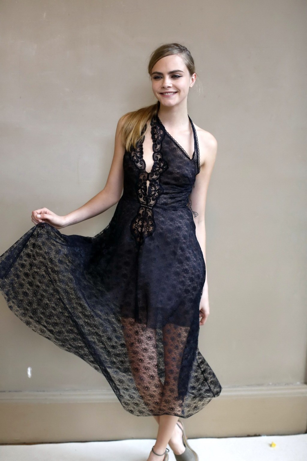 Cara Delevingne wearing a see through dress at Stella McCartney Fashion Show PFW #75217041