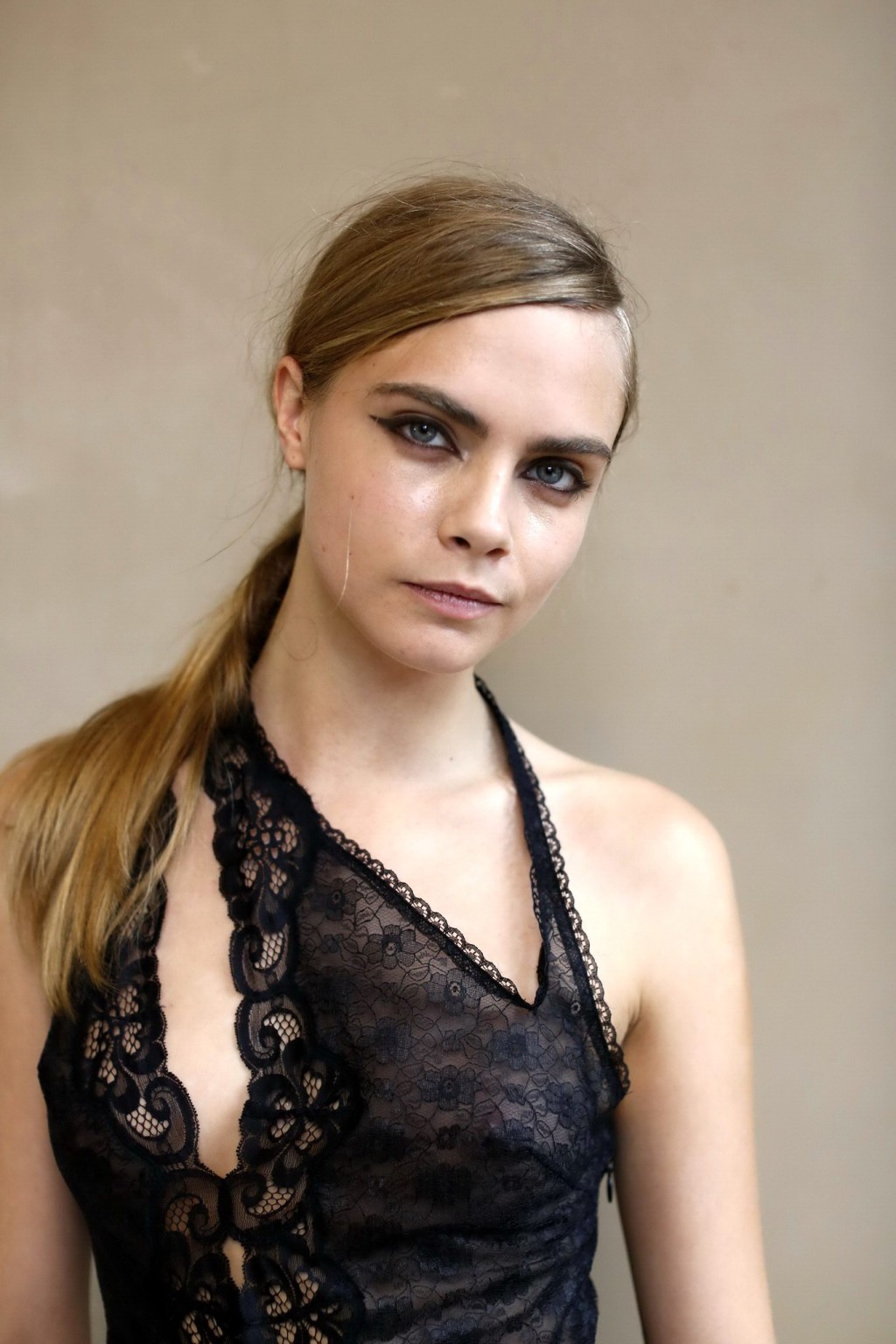 Cara Delevingne wearing a see through dress at Stella McCartney Fashion Show PFW #75217072