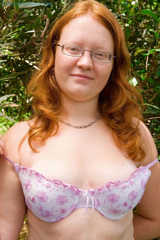 Redhead Ursula strips in the forest #78966788