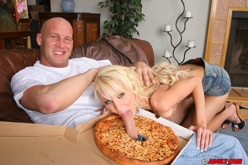 Blonde sucking and fucking a bigcock in surprise pizza #73683781