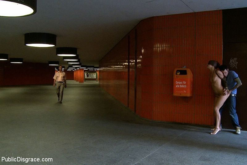 German slut naked in public and fucked in the subway #71920278