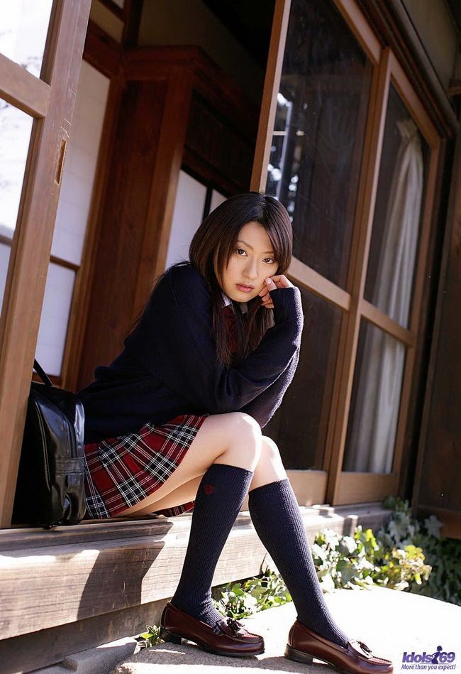 Japanese schoolgirl Misa Shinozaki poses in thongs #69785493