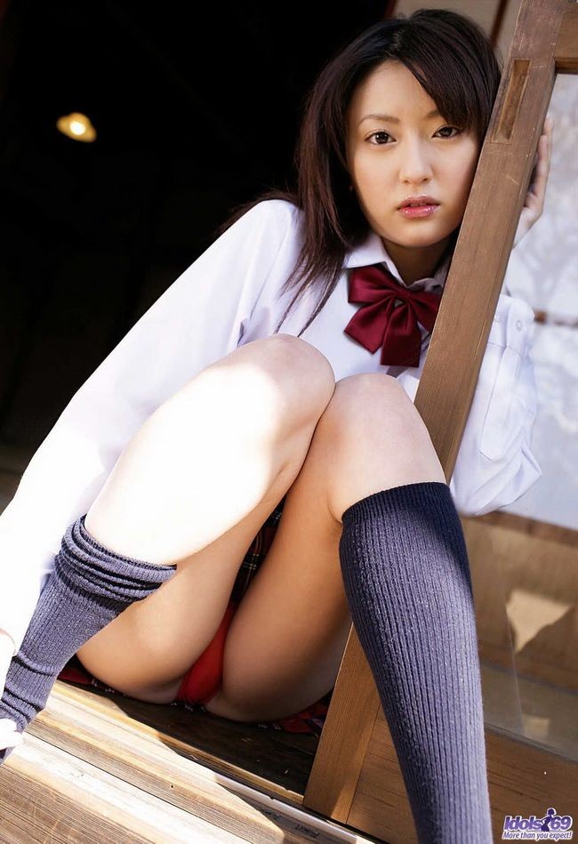 Japanese schoolgirl Misa Shinozaki poses in thongs #69785515