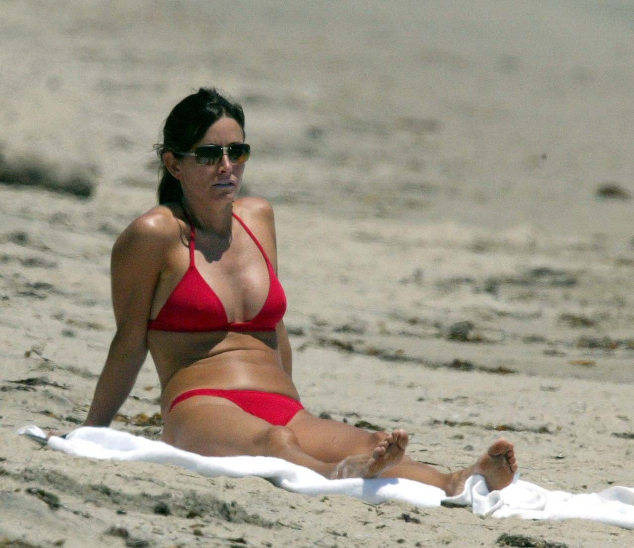 Courteney Cox looking sexy in various bikini and nipple slip on beach paparazzi  #75302905
