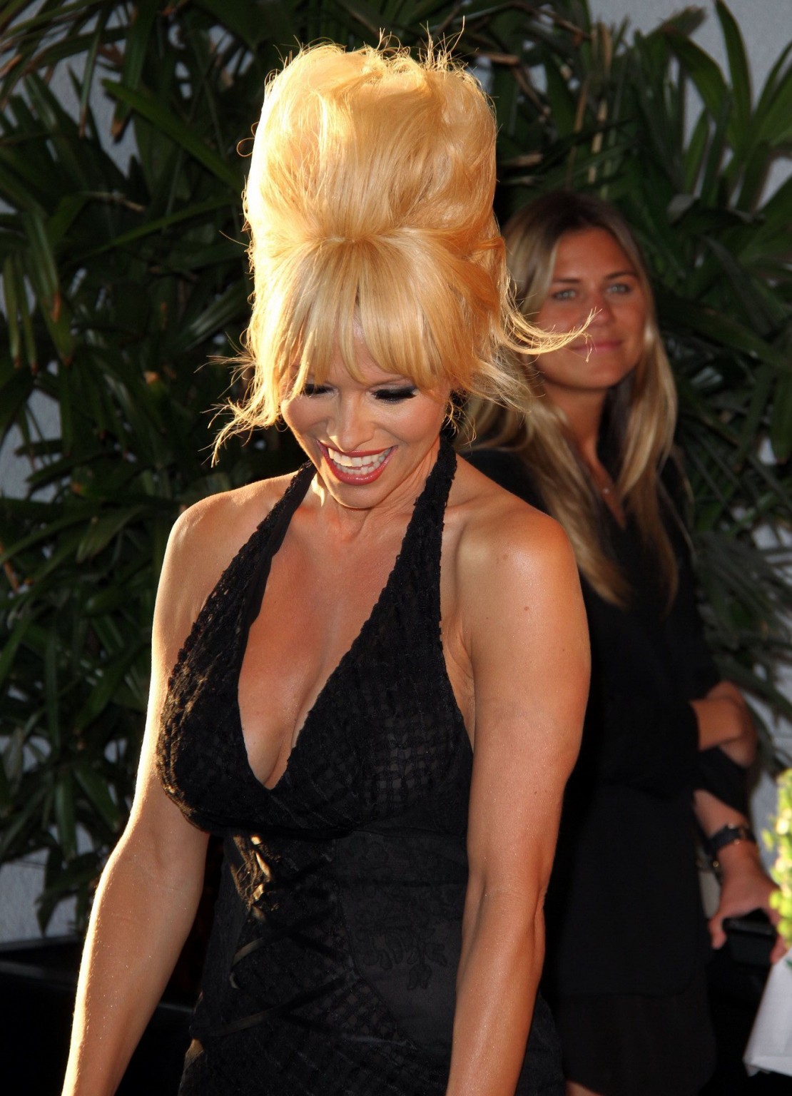 Pamela Anderson flashing her bare boobs and ass in black backless seethru dress  #75185860