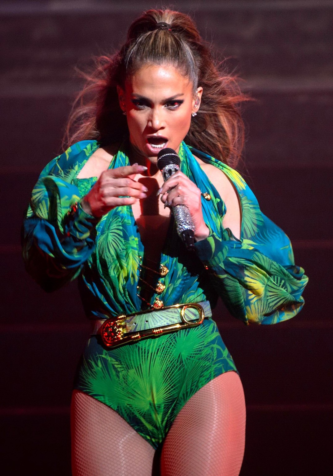 Jennifer Lopez in leotard and fishnets performing at Foxwood Casino in Connectic #75192786