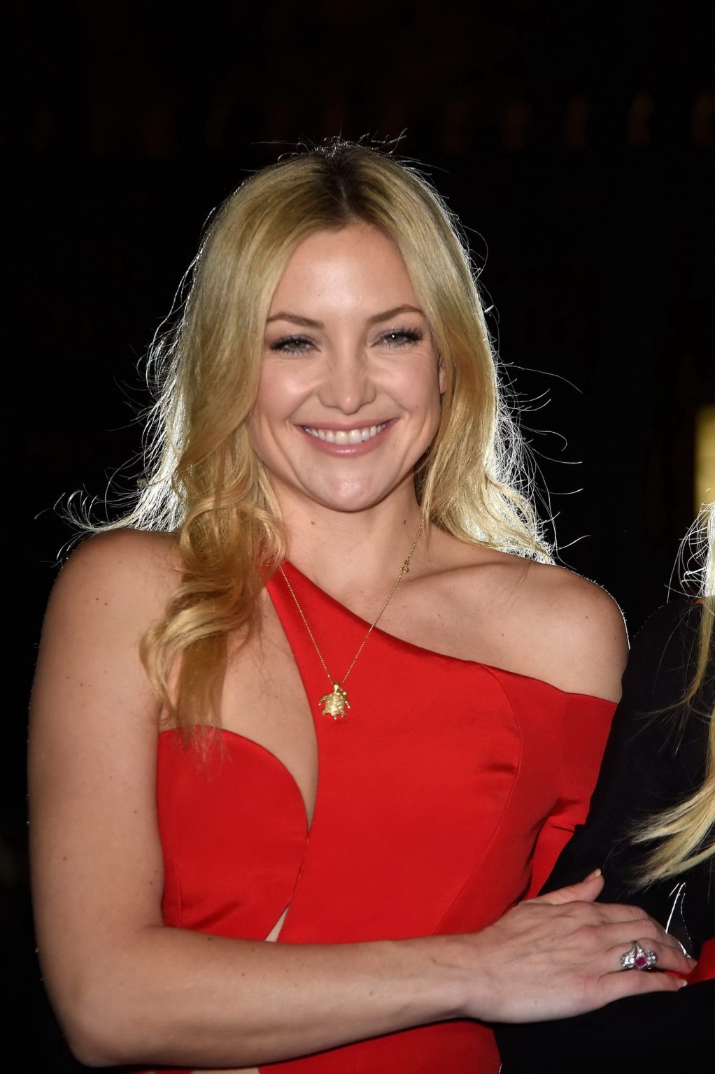 Kate Hudson pantyless wearing a partially see through red dress at the Versace F #75174249