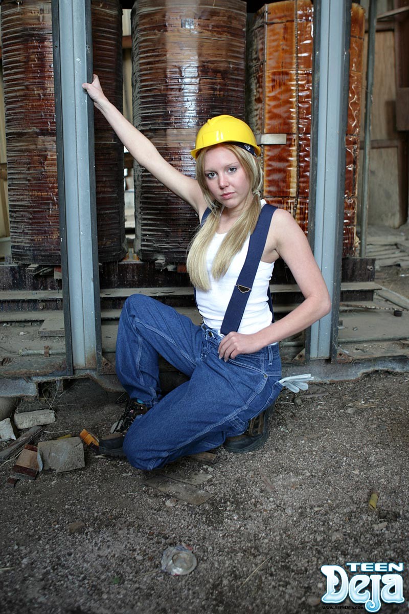 Teen girl at construction site #74630897