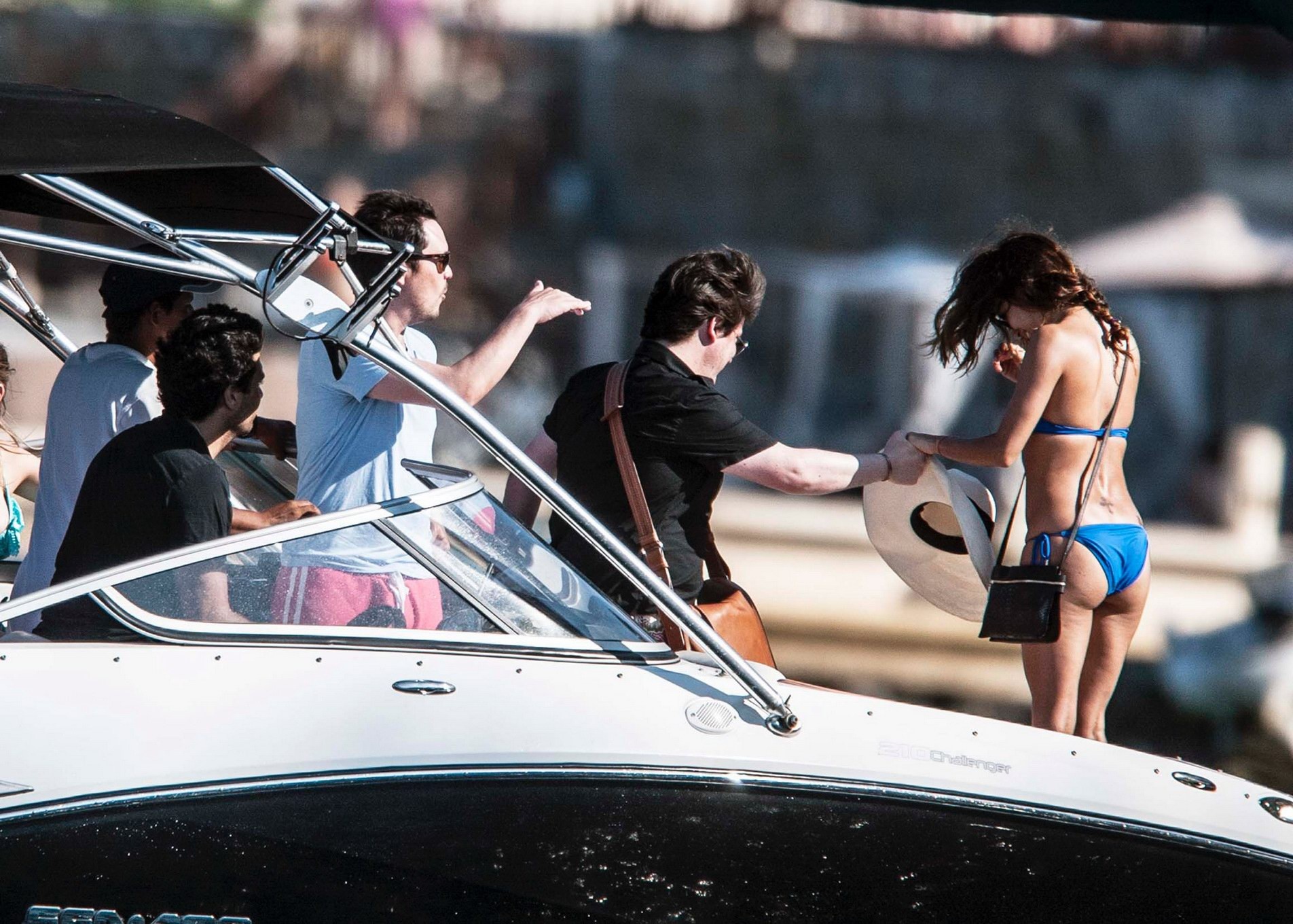 Eva Longoria wearing a sexy blue bikini on a yacht in Mexico #75206626