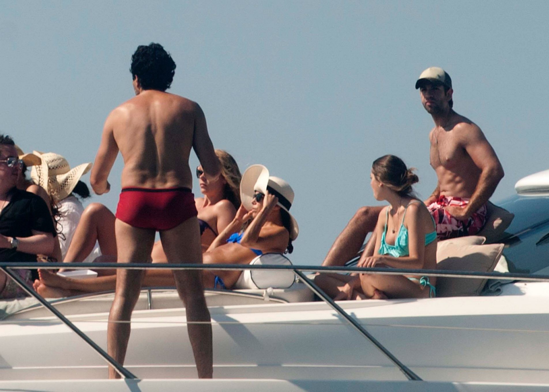 Eva Longoria wearing a sexy blue bikini on a yacht in Mexico #75206651