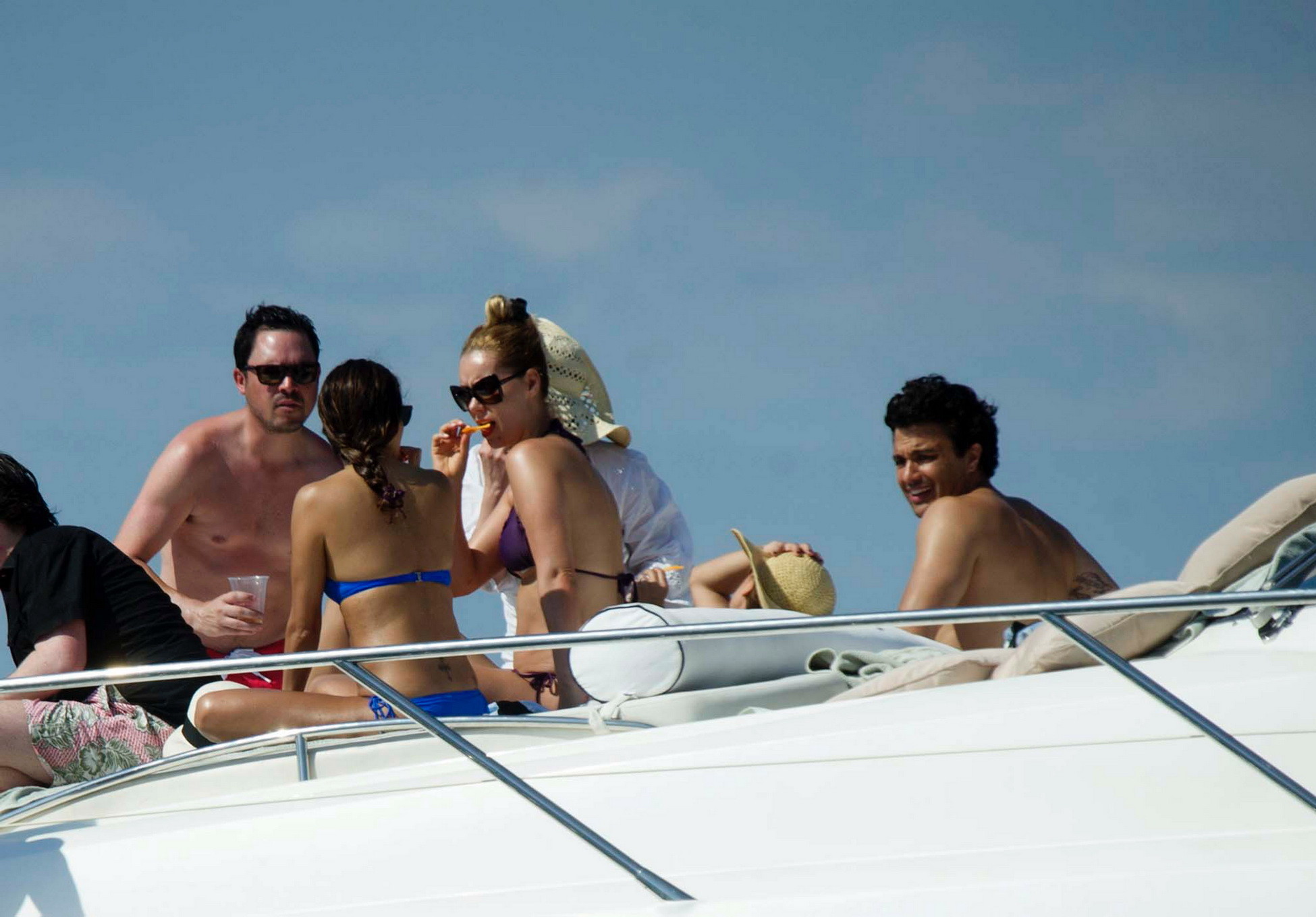 Eva Longoria wearing a sexy blue bikini on a yacht in Mexico #75206721