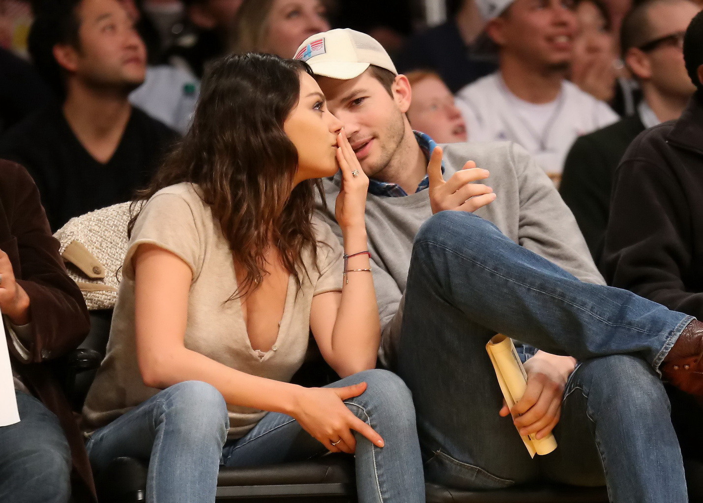 Mila Kunis busty showing huge cleavage at the LA Lakers game #75177734