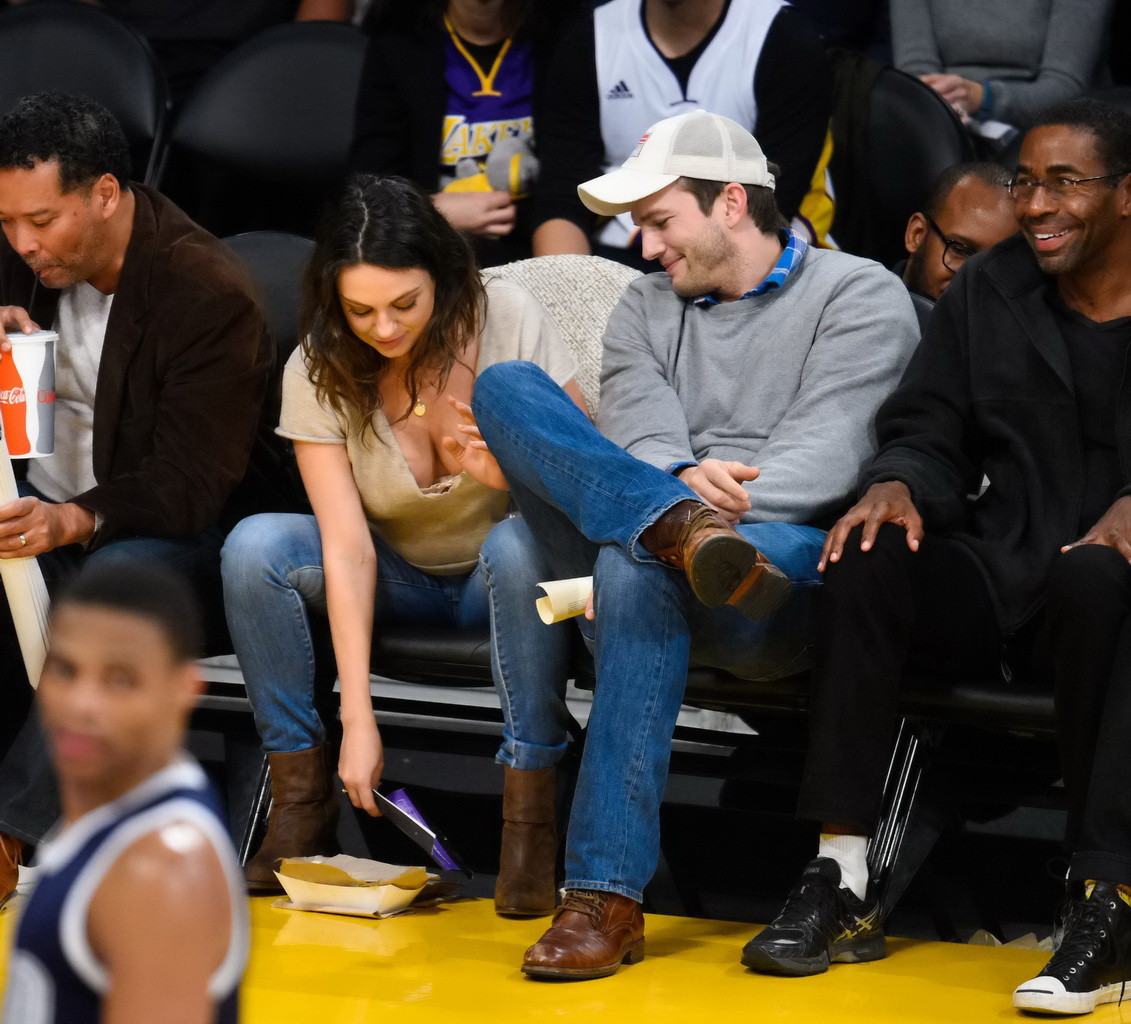 Mila Kunis busty showing huge cleavage at the LA Lakers game #75177797