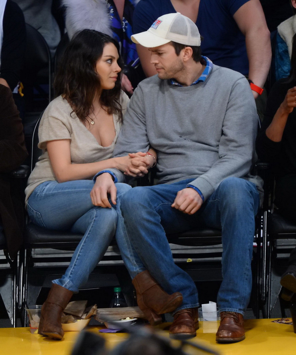 Mila Kunis busty showing huge cleavage at the LA Lakers game #75177811
