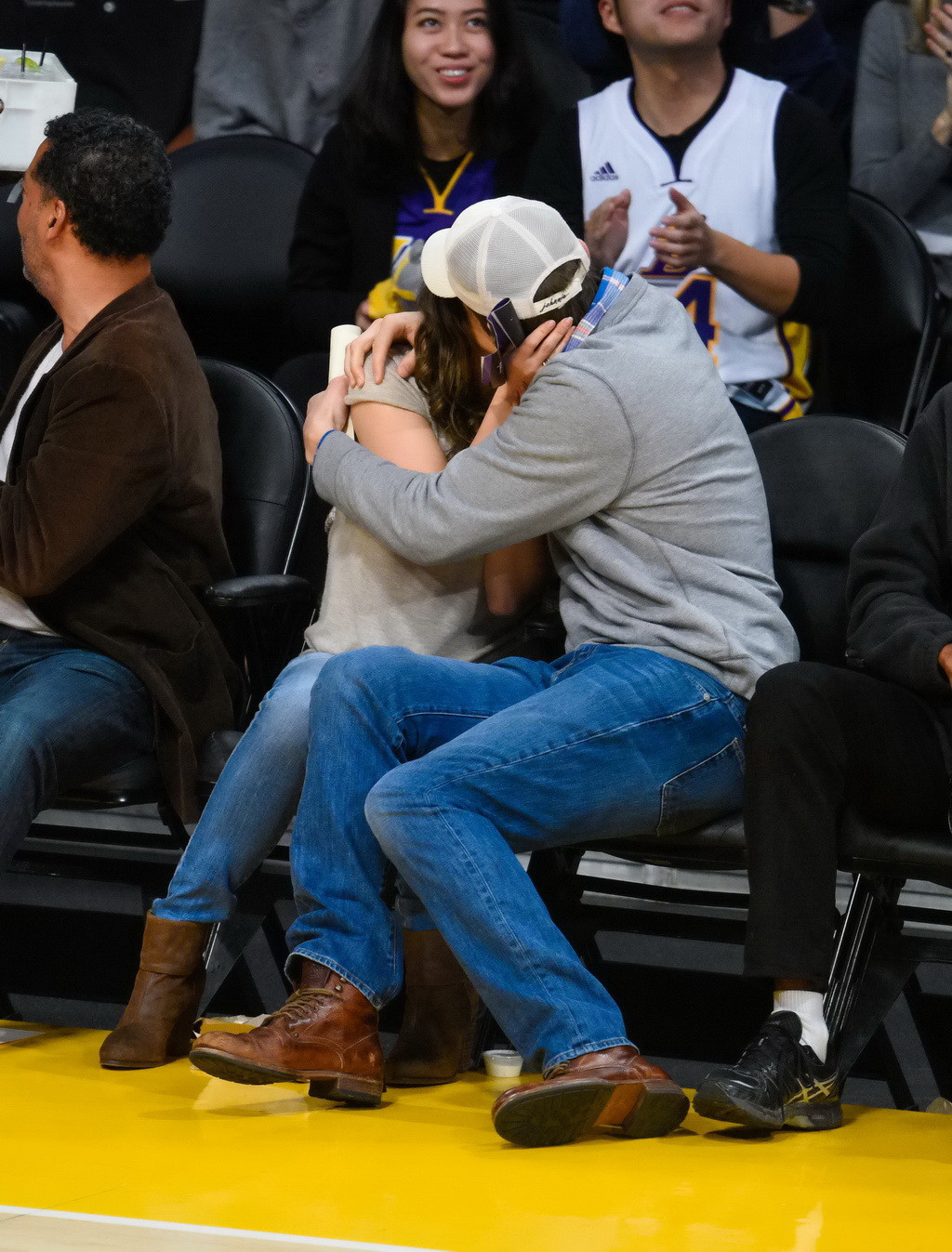 Mila Kunis busty showing huge cleavage at the LA Lakers game #75177822