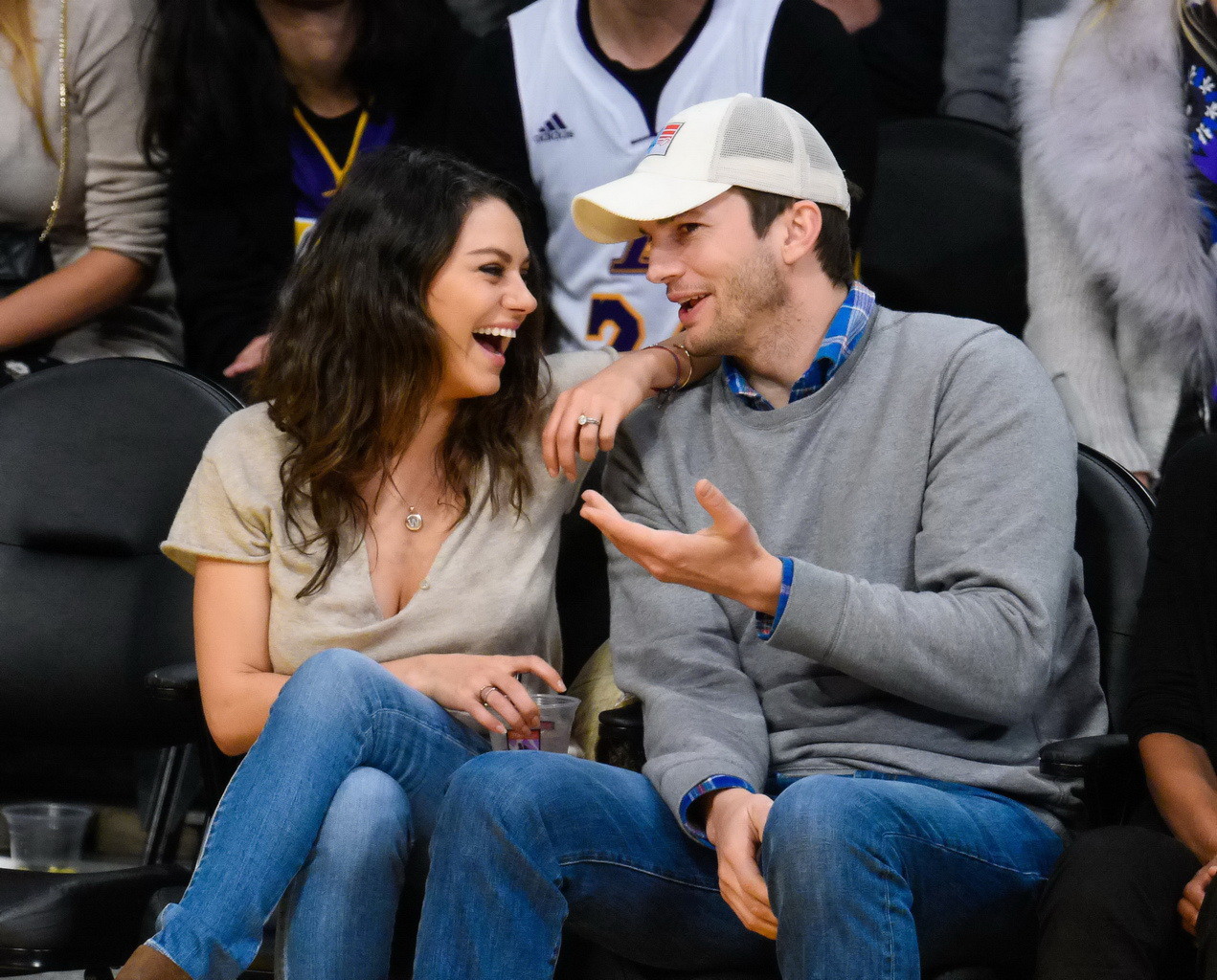 Mila Kunis busty showing huge cleavage at the LA Lakers game #75177847