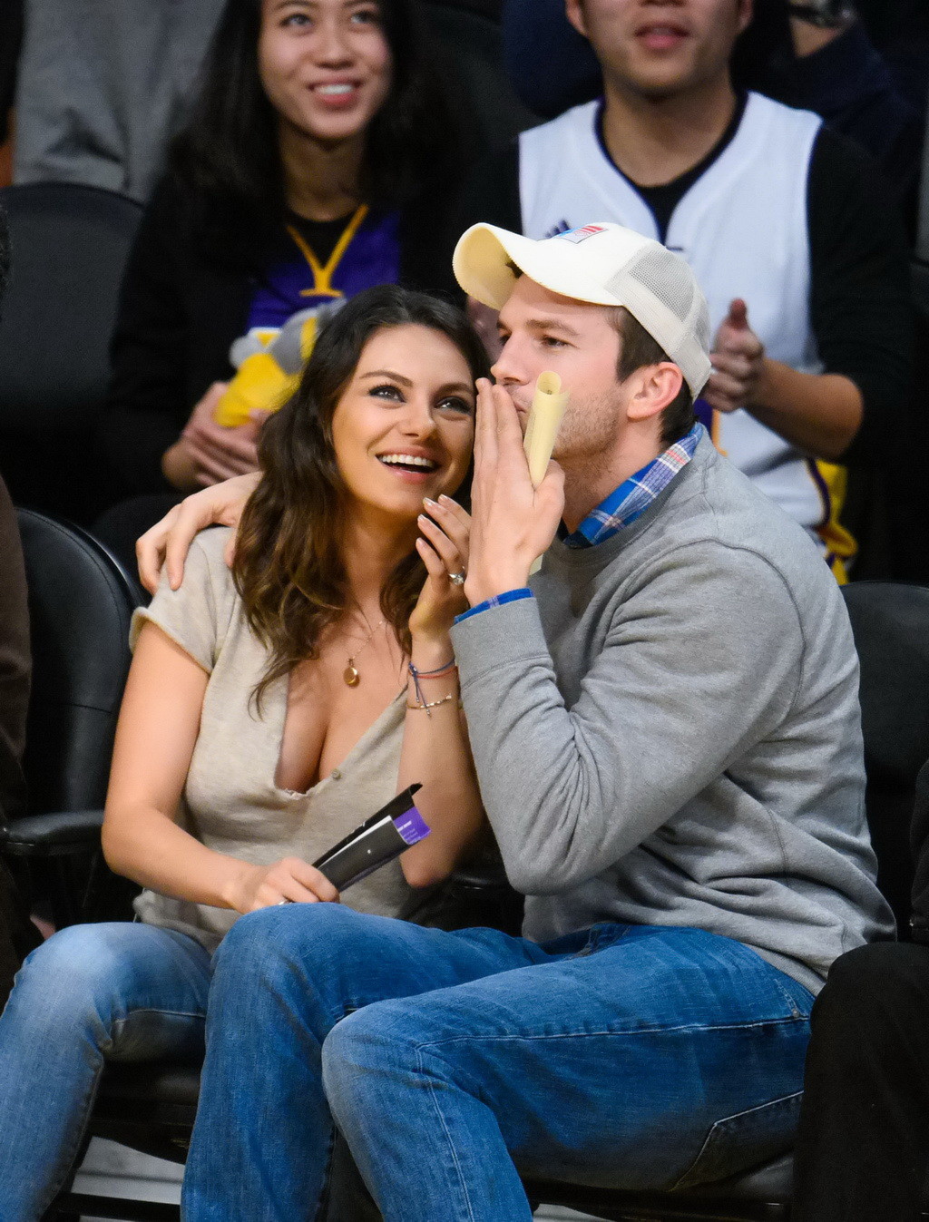 Mila Kunis busty showing huge cleavage at the LA Lakers game #75177955