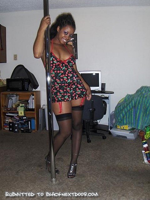 Beautiful pole dancer in black stockings #67333927