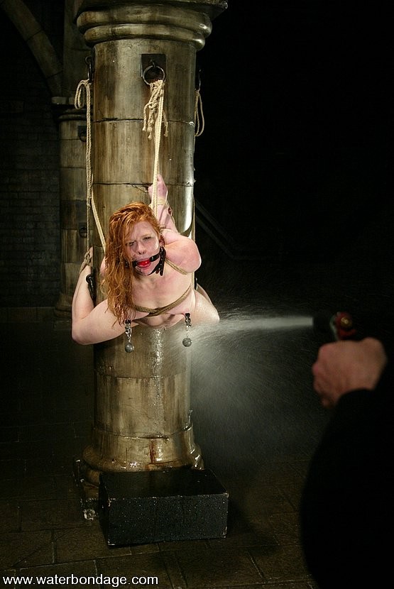Madison Young hot redhead in bondage gets sprayed and dunked #71982805