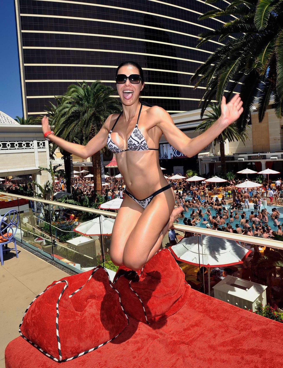 Adrianne Curry showing off her bikini body at Encore Beach Club in Las Vegas #75188242