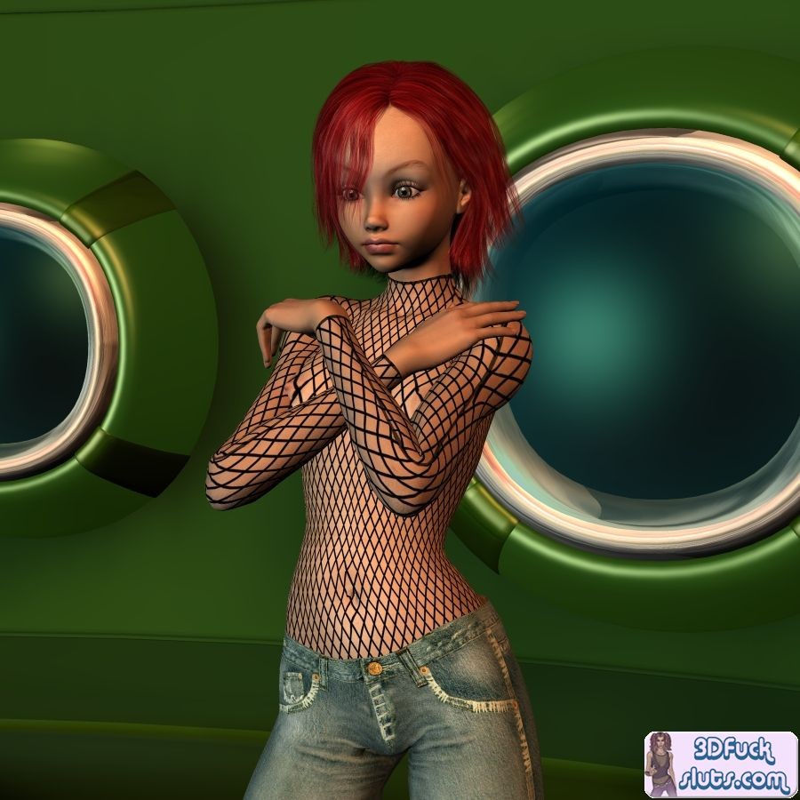 Redhead 3d toon Mädchen in sehen durch Shirt
 #69688261