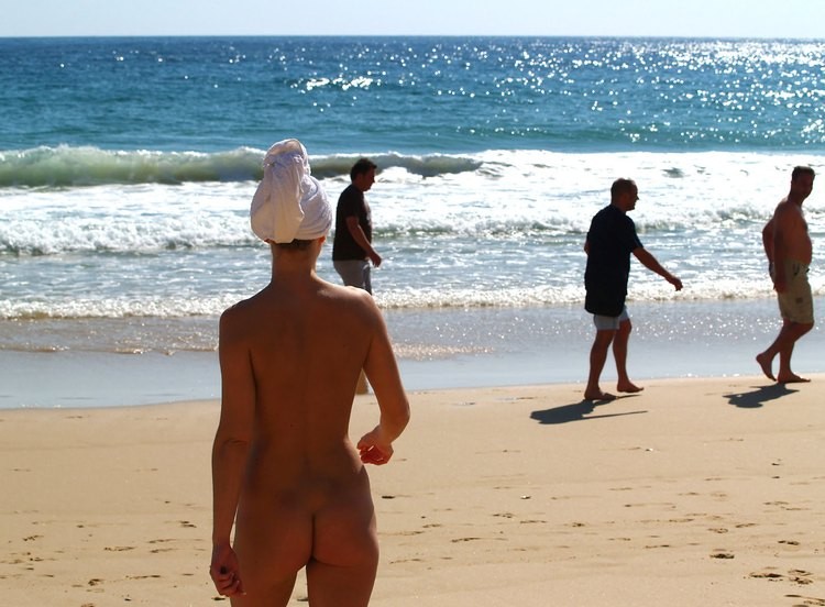 Blonde teen Russian nudist goes skinny dipping #72256635