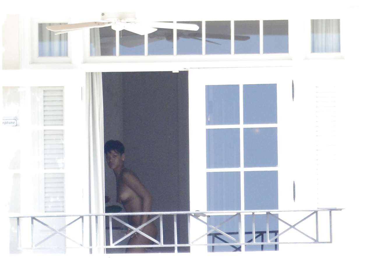 Rihanna showing her tits and bare ass while changing bikini #75244466