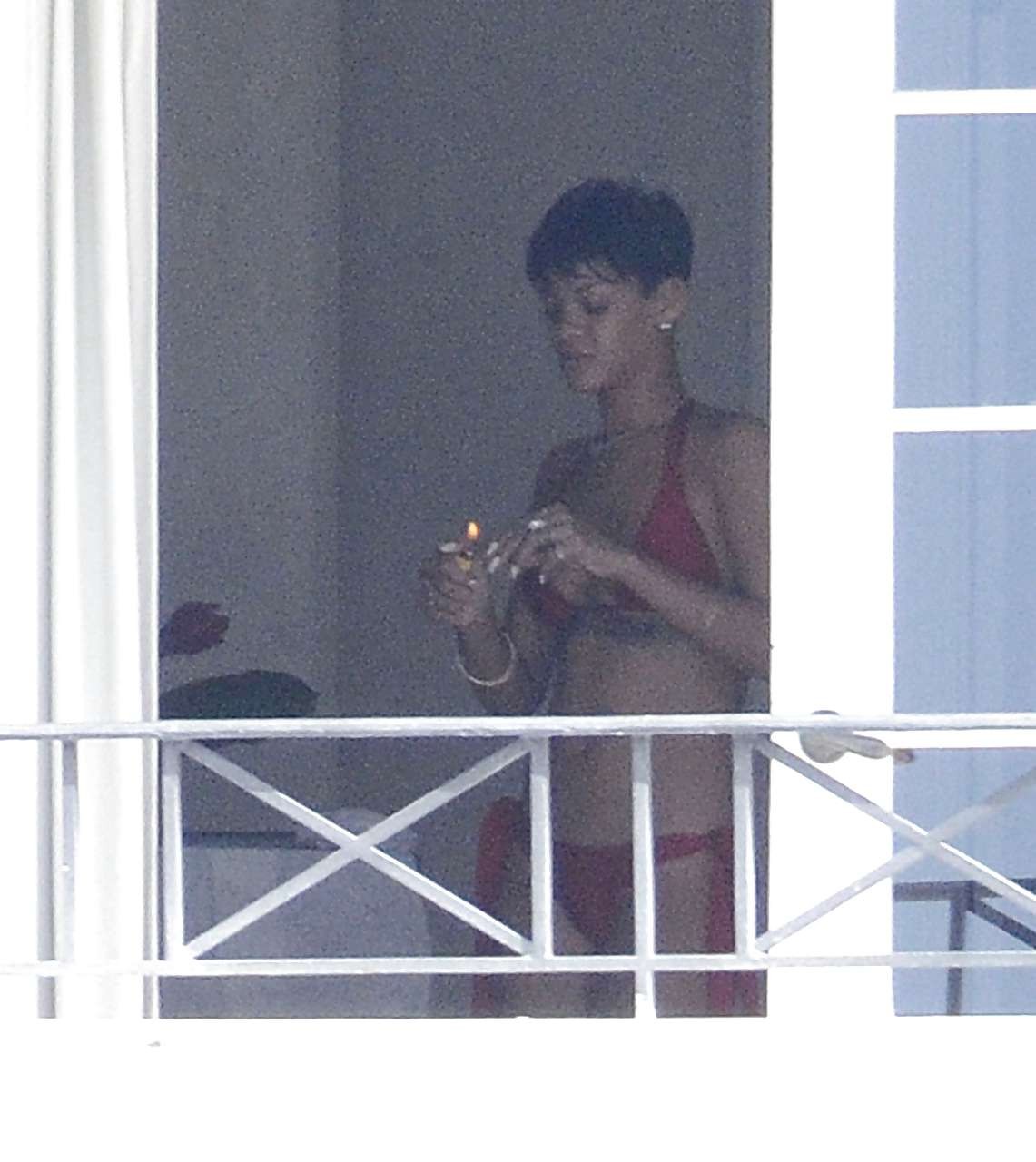 Rihanna showing her tits and bare ass while changing bikini #75244487