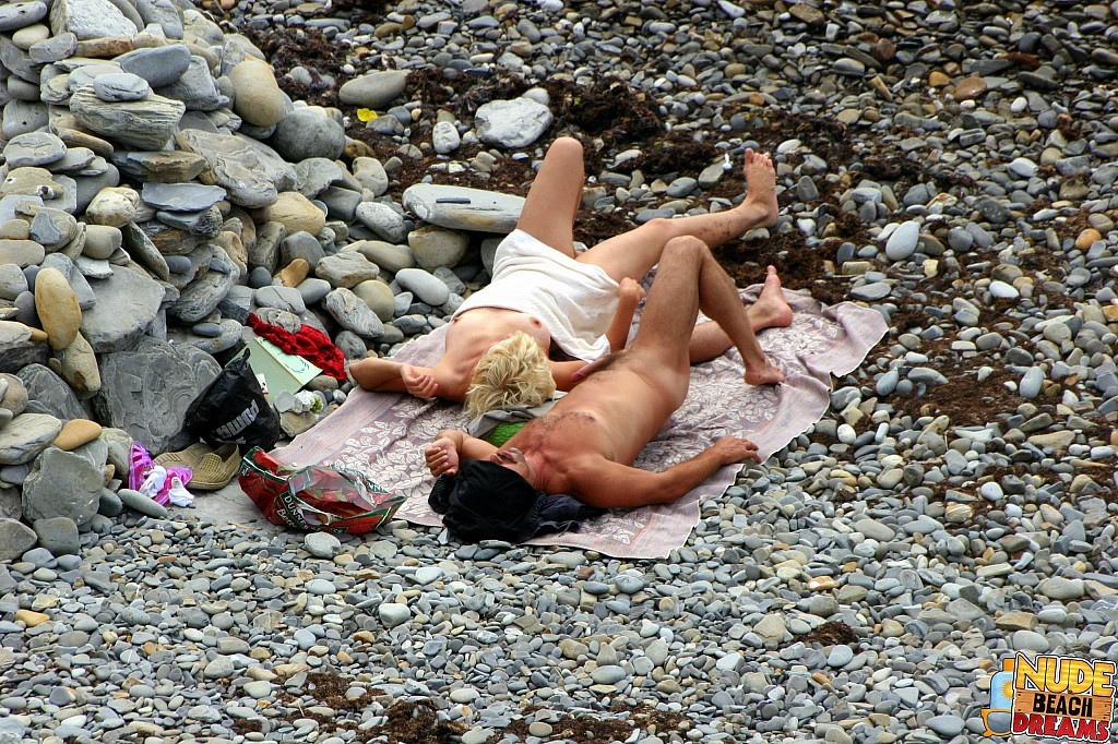 Totally naked couples enjoy on the beach #67306516