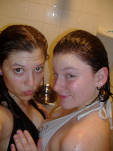 Two young chicks caught washing in the shower #67733528