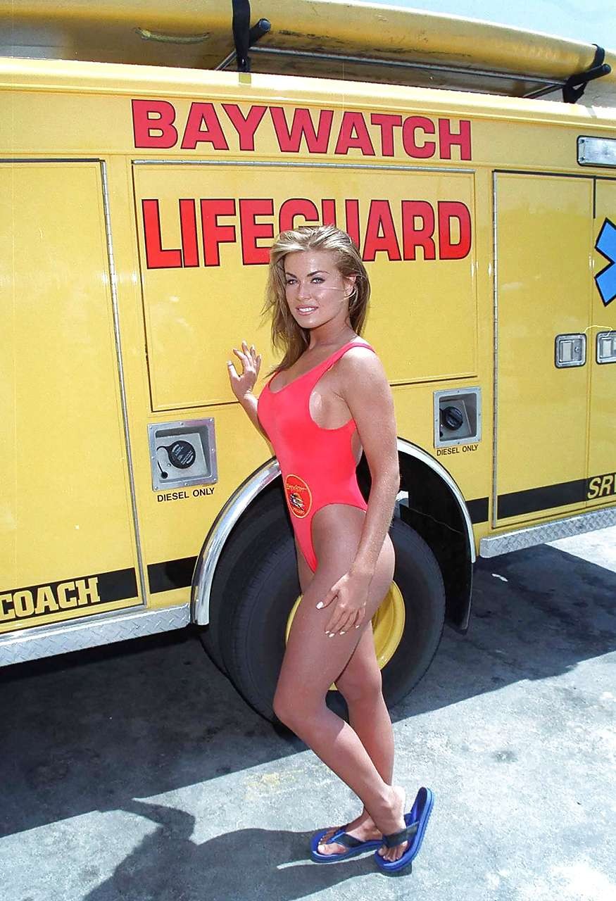 Carmen Electra sexy in baywatch swimsuit and posing in stockings #75281771
