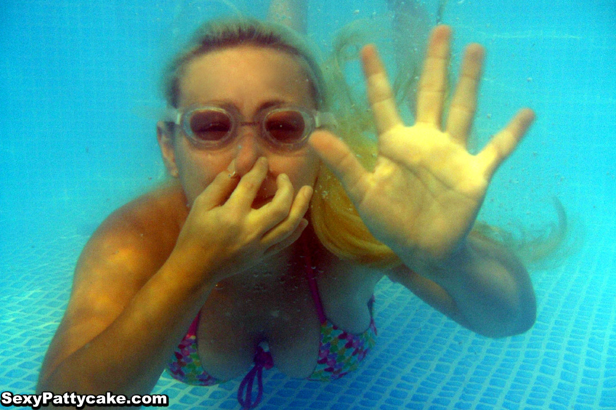 Get underwater shots of busty Pattycake pulling down her bikini top and bottoms #67306777