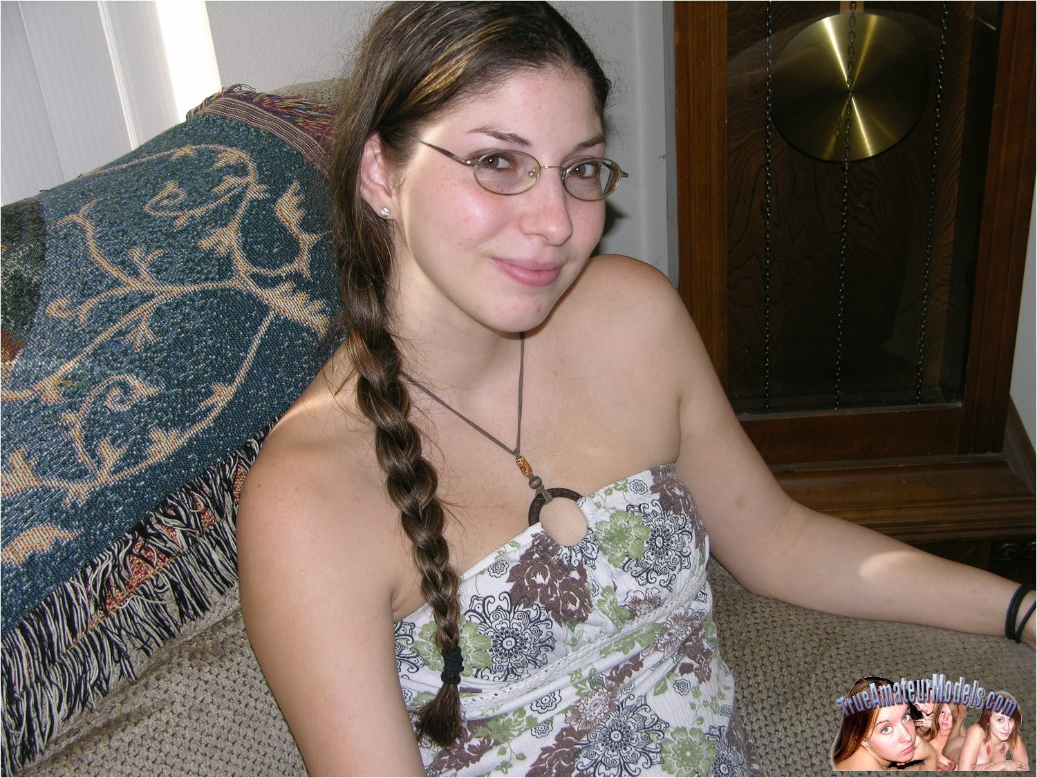 Amateur Brunette Freckled Face Teen Wearing Glasses #67316573