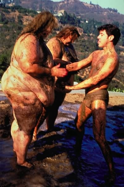 Two fat whales wrestling in mud #75588243