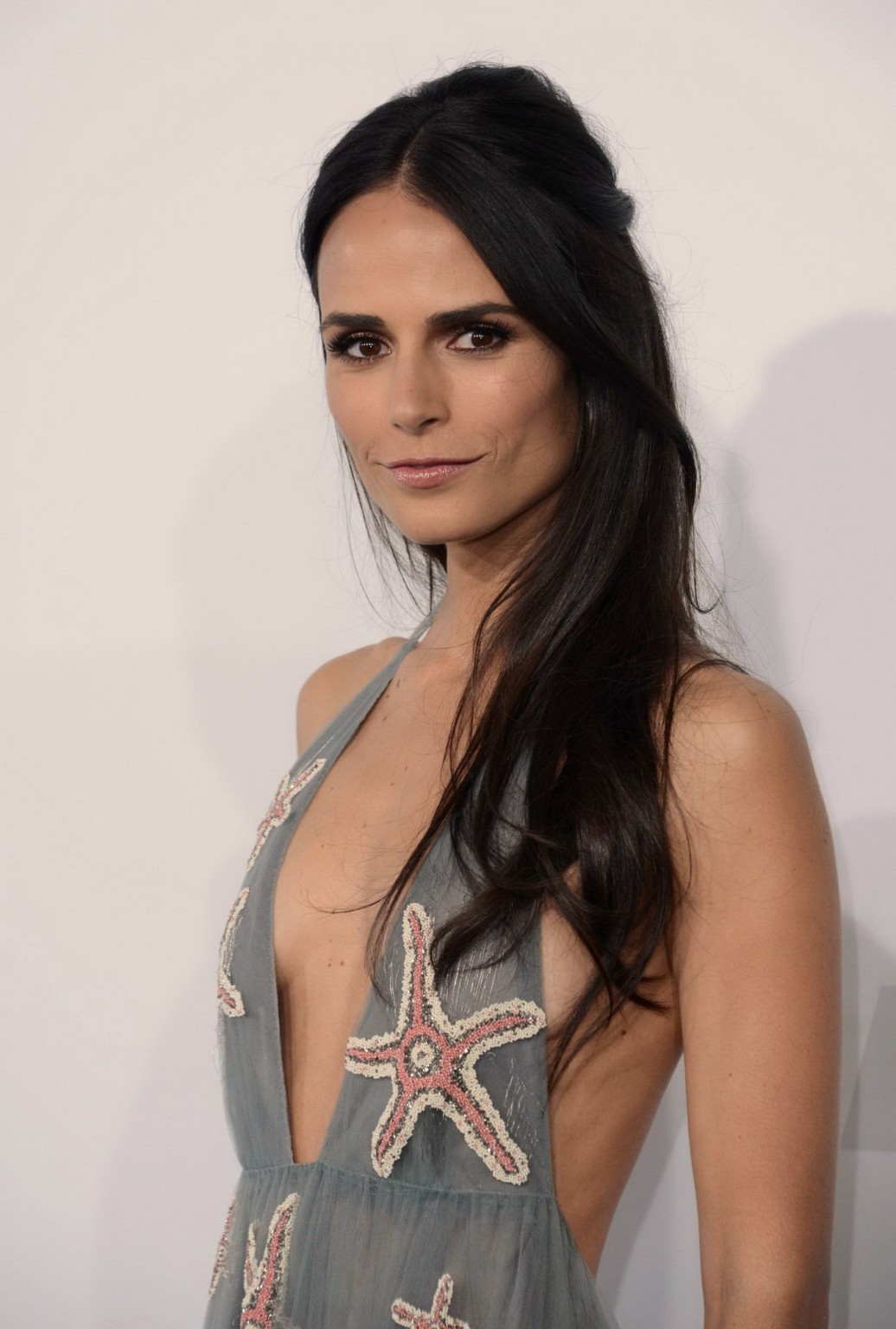 Jordana Brewster showing sideboob and huge cleavage braless in a bareback transp #75168514