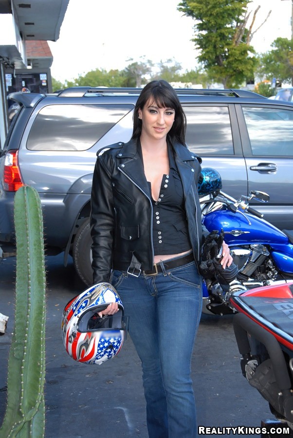 Hot big tits biker babe gets pounded against her motorcycle in these slammin fuc #71035830