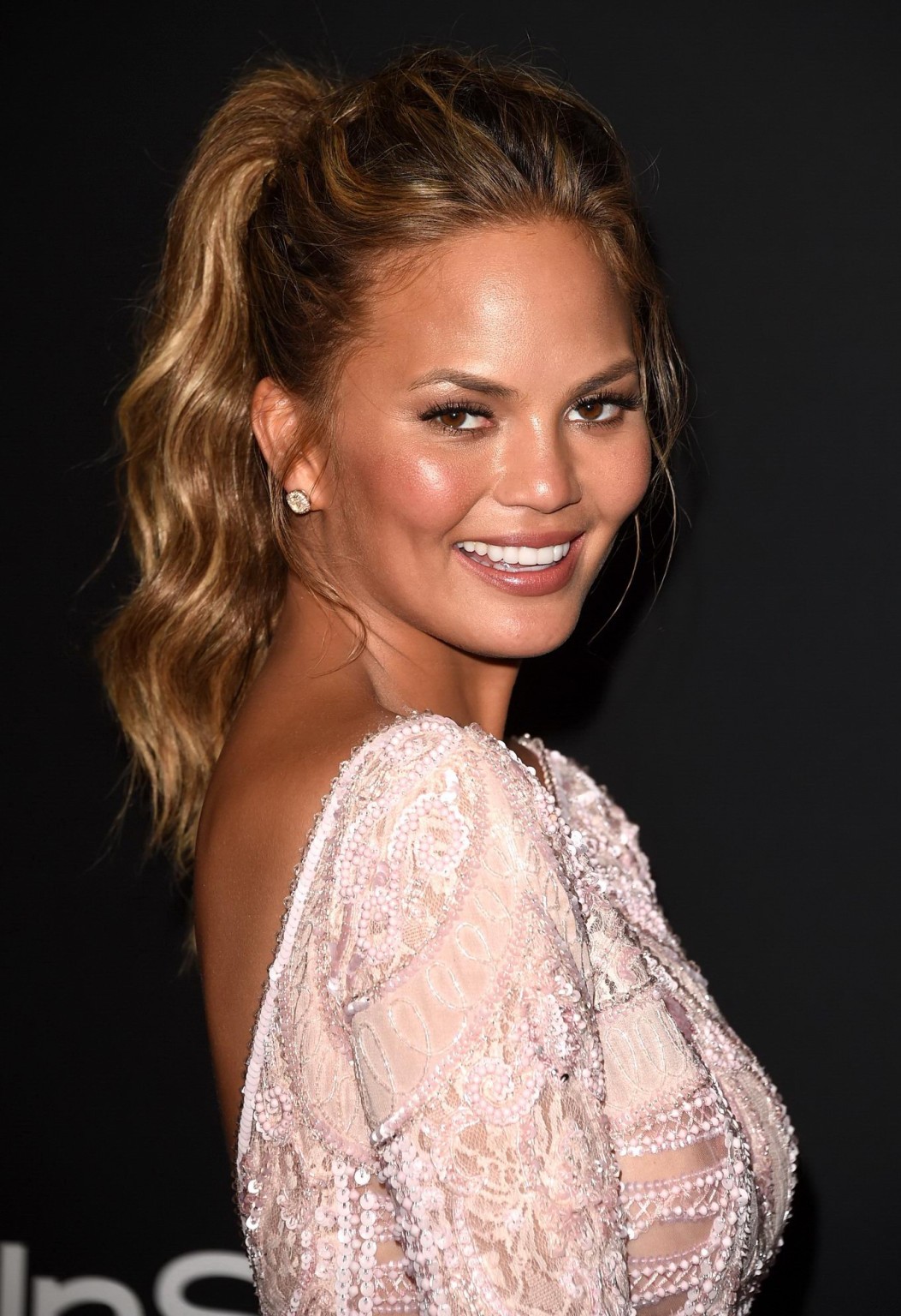 Chrissy Teigen shows off her big boobs wearing a see through dress at the InStyl #75175661