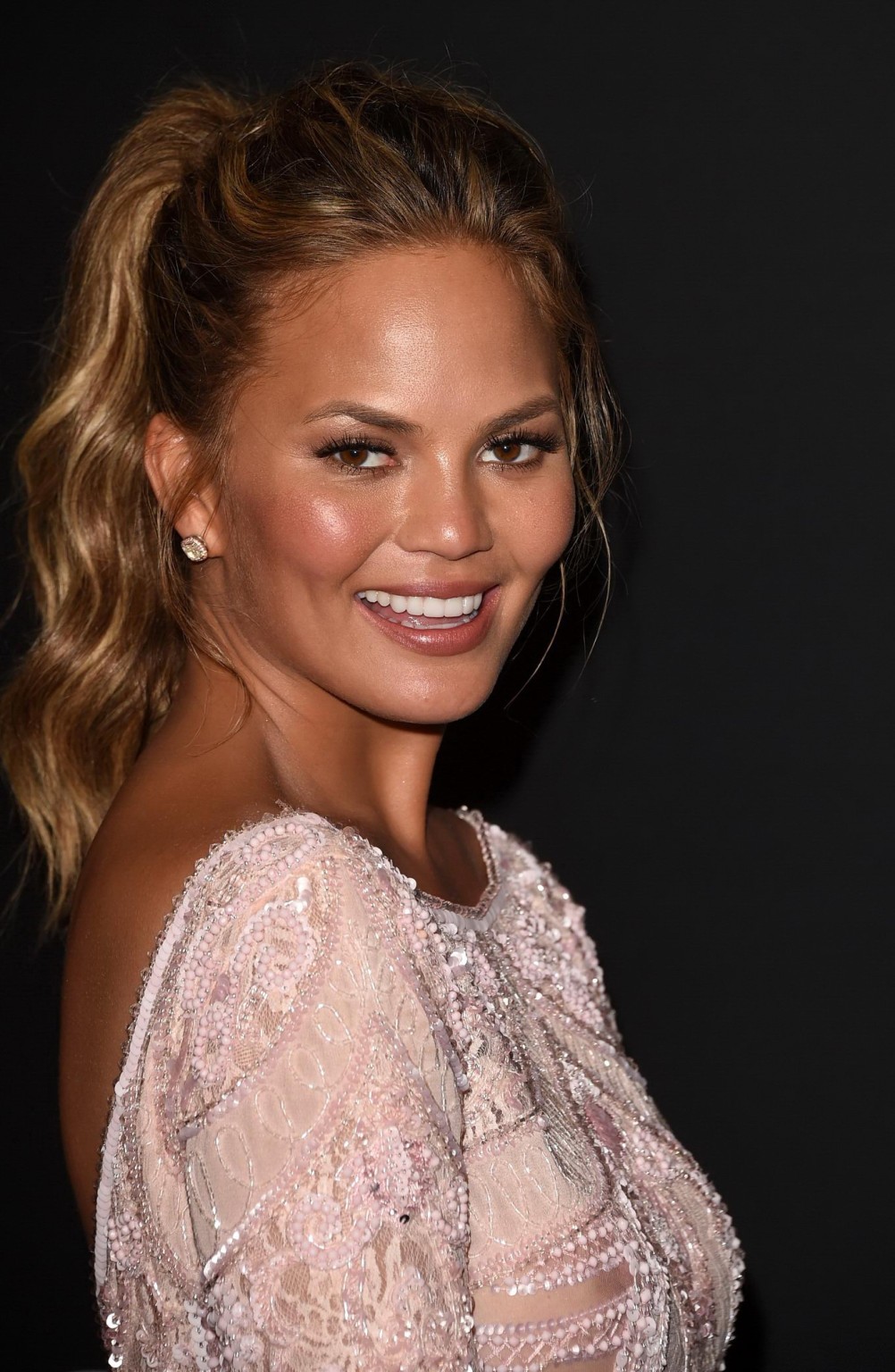 Chrissy Teigen shows off her big boobs wearing a see through dress at the InStyl #75175667