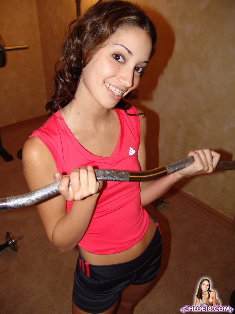 Petite tiny titted eighteen year old spreads pussy after workout #78654339