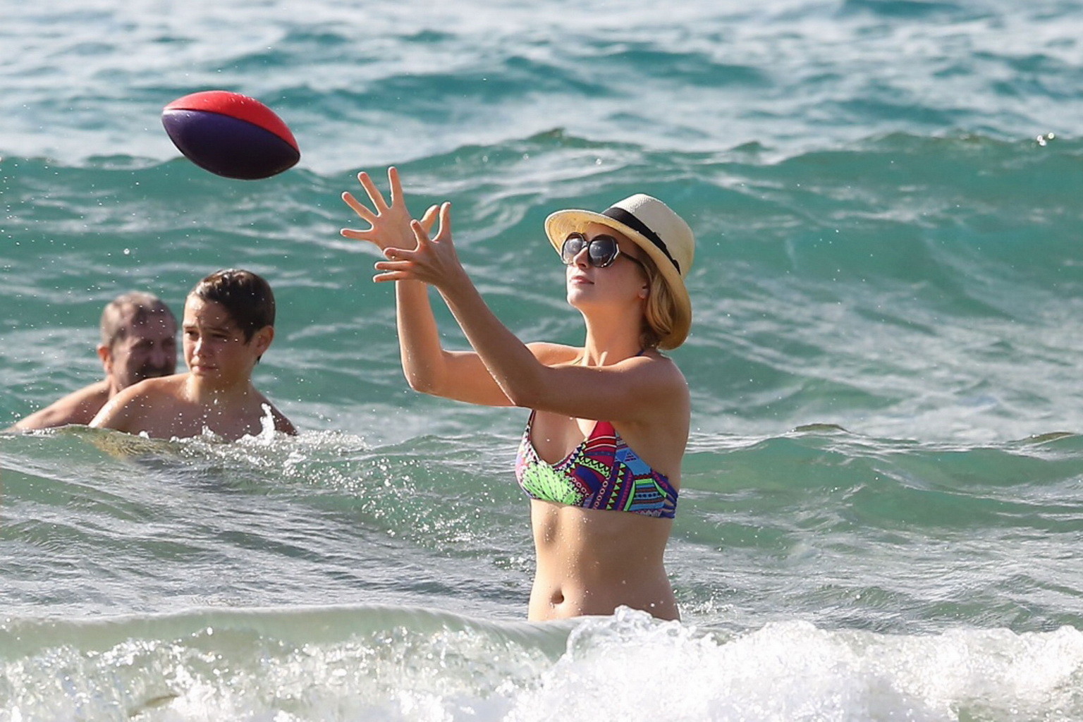 Candice Accola having fun in colorful bikini onthe beach #75198981