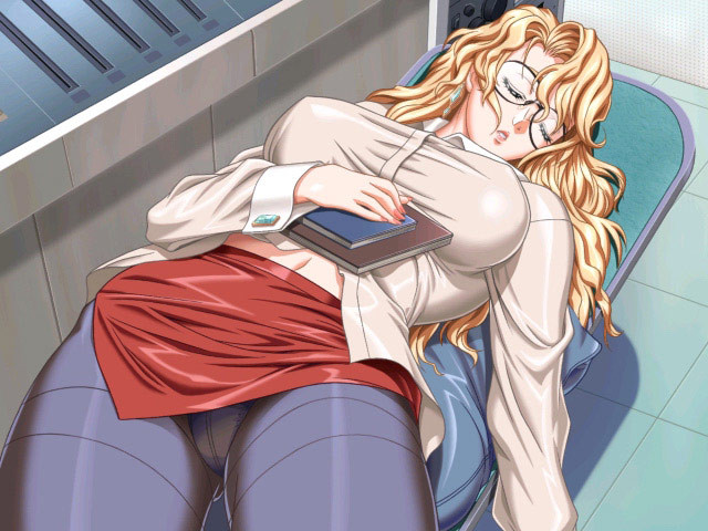 Blonde hentai teacher with huge natural breasts and a fat ass #69688498