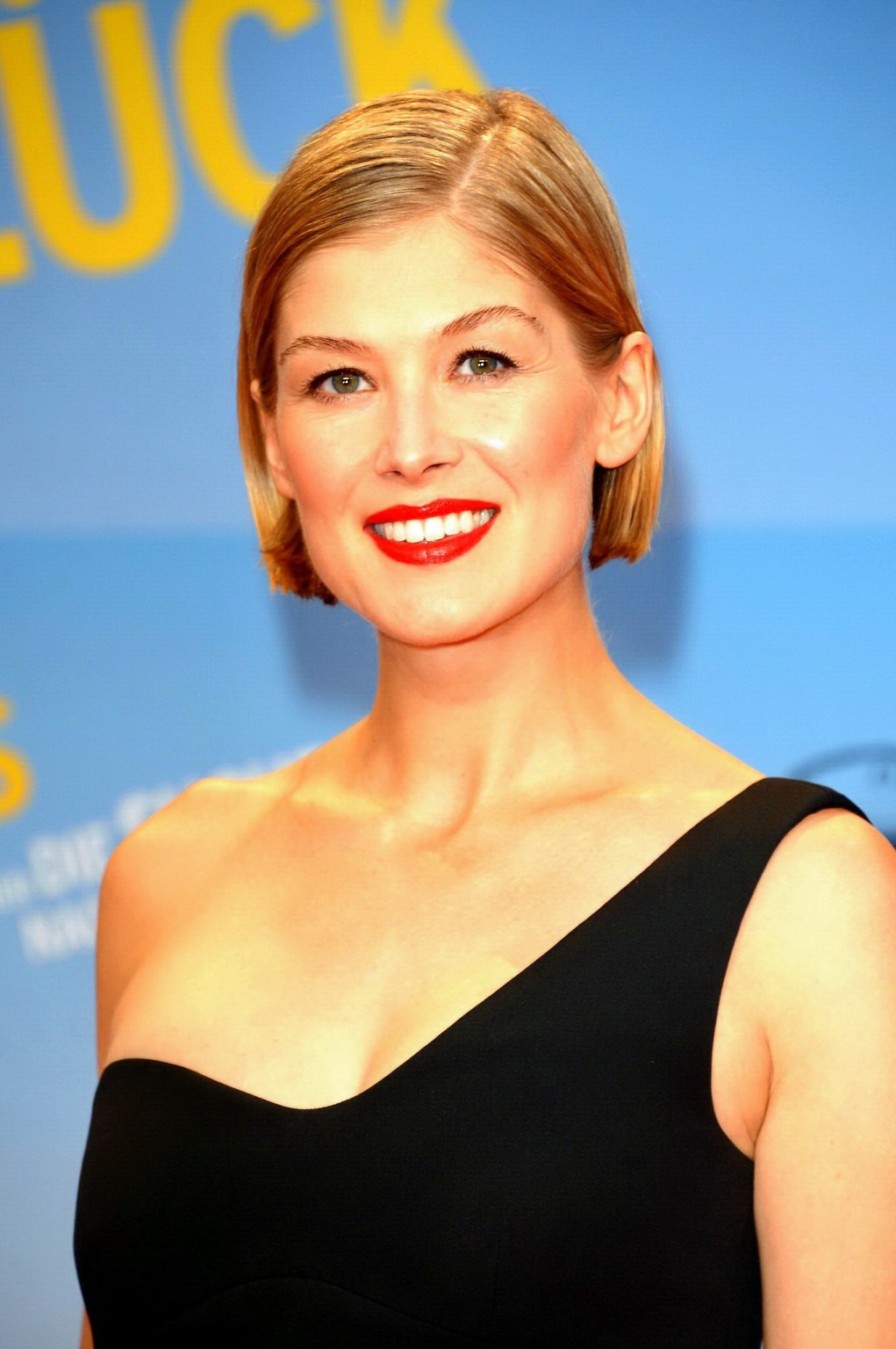 Rosamund Pike leggy and cleavy wearing a onestrap black dress at the Hector and  #75188733