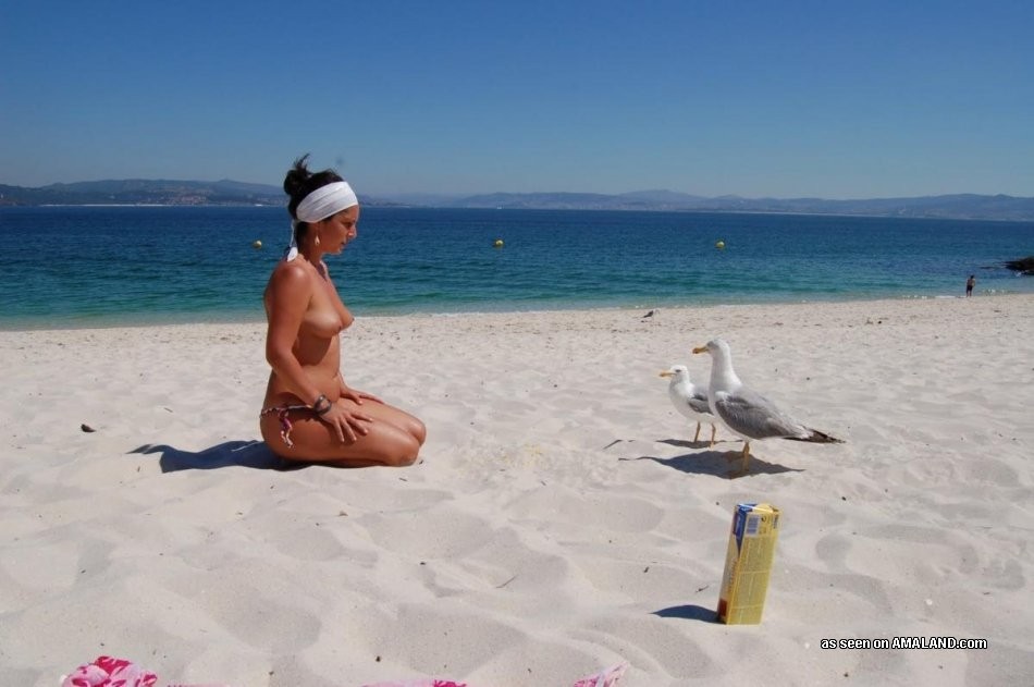 3 beginner lesbian teen GFs vacationing topless on the beach #72250688