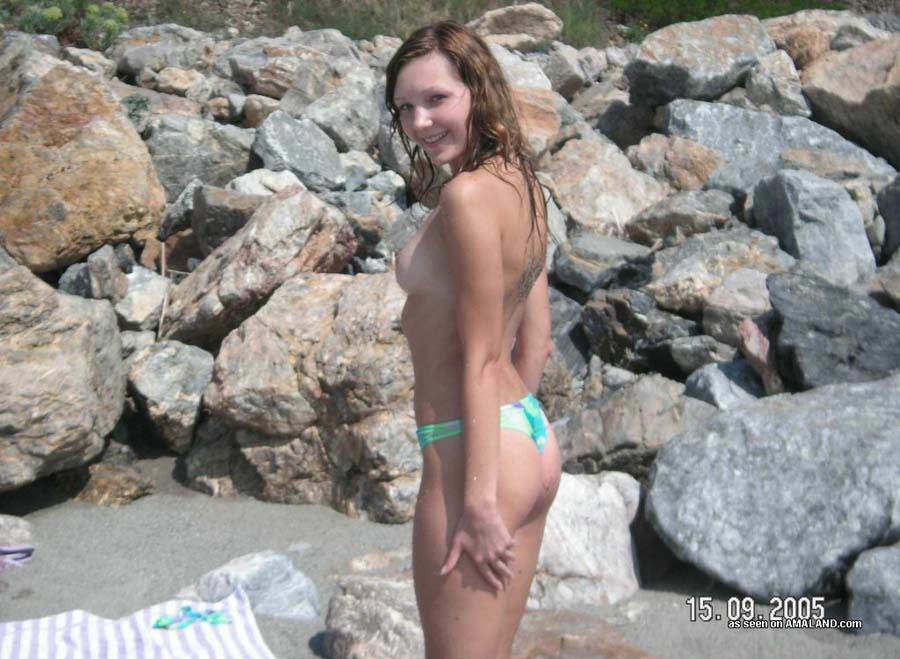 Cute amateur girlfriend playing on a beach #67665691