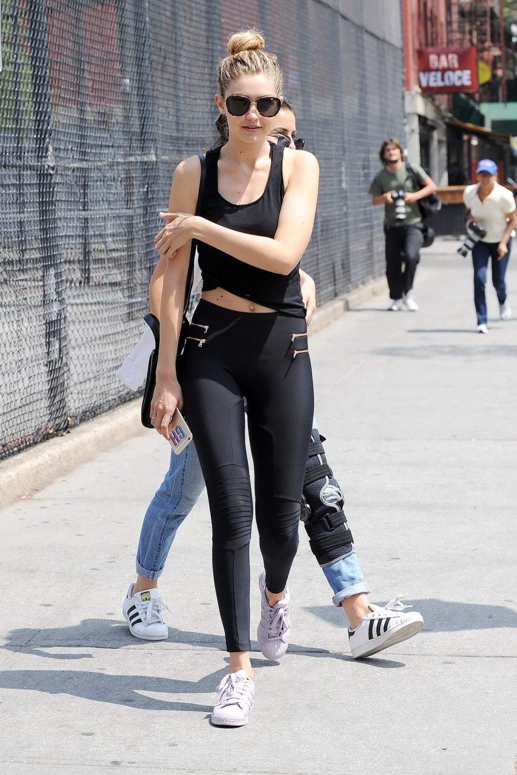 Gigi Hadid showing off her ass in black tights out in NYC #75162657