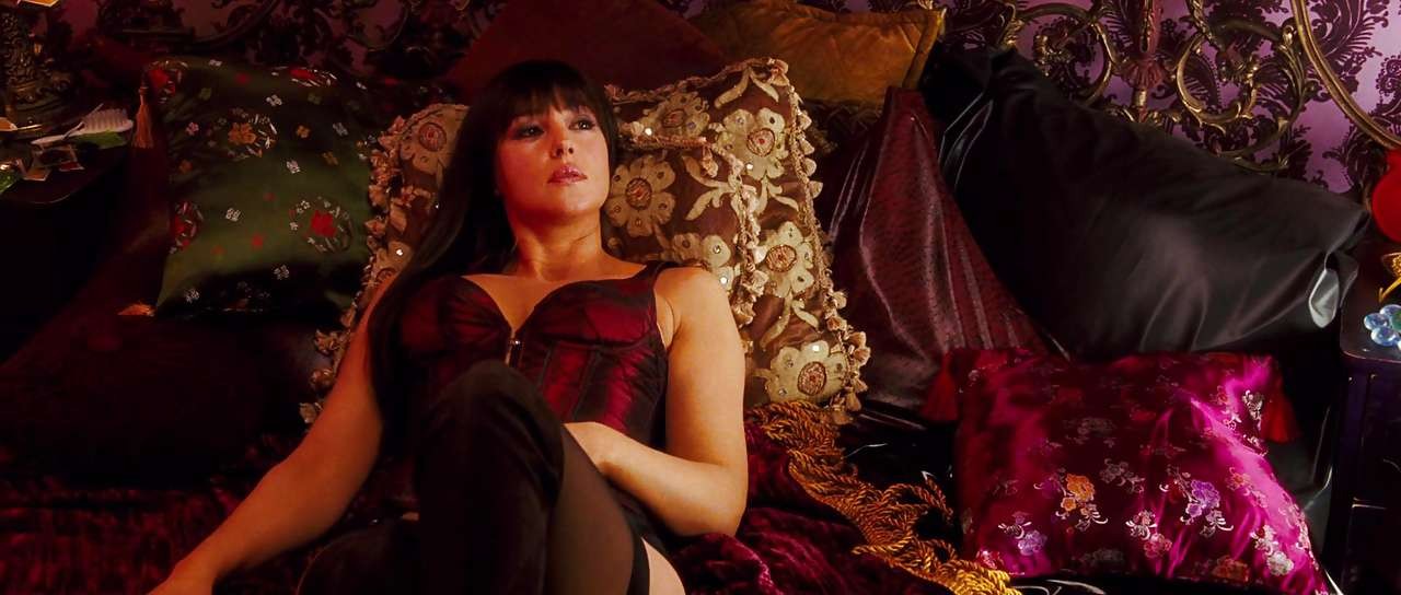 Monica Bellucci showing her nice big tits and fucking and posing in stockings #75299073