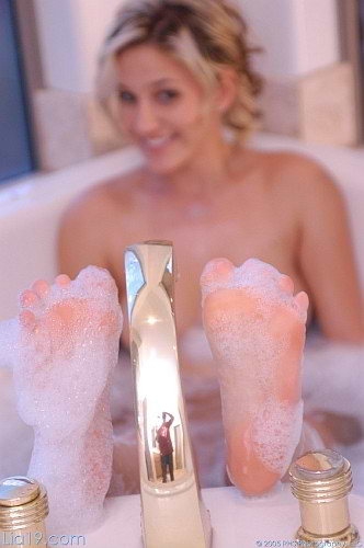 Blonde bathing wet sexy spread #74062953