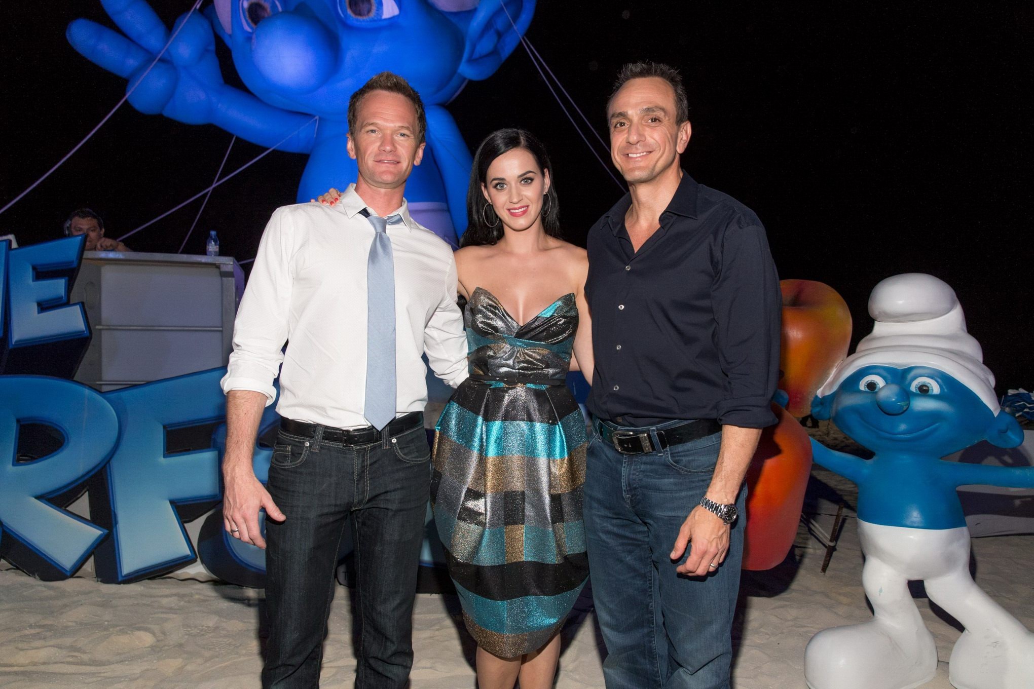 Katy Perry showing big cleavage in a hot strapless dress at The Smurfs 2 party a #75234385