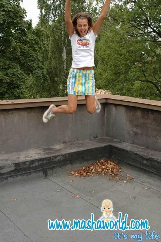 Young model playing on the roof #74980712