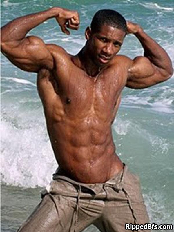 Hunk dude with nice muscular body is dancing around outdoor #76945483
